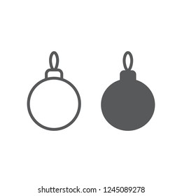 Christmas tree ball line and glyph icon, xmas and decoration, bauble sign, vector graphics, a linear pattern on a white background, eps 10.