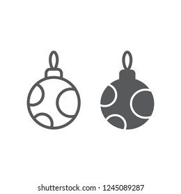 Christmas tree ball line and glyph icon, xmas and decoration, bauble sign, vector graphics, a linear pattern on a white background, eps 10.