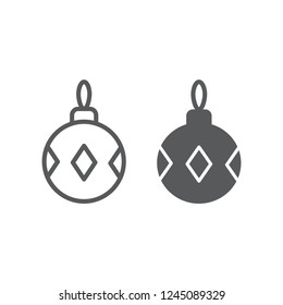 Christmas tree ball line and glyph icon, xmas and decoration, bauble sign, vector graphics, a linear pattern on a white background, eps 10.