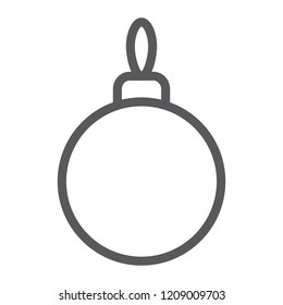 Christmas tree ball line icon, xmas and decoration, bauble sign, vector graphics, a linear pattern on a white background, eps 10.