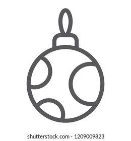 Christmas tree ball line icon, xmas and decoration, bauble sign, vector graphics, a linear pattern on a white background, eps 10.