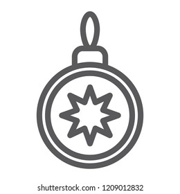 Christmas tree ball line icon, xmas and decoration, bauble sign, vector graphics, a linear pattern on a white background, eps 10.