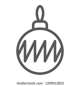 Christmas tree ball line icon, xmas and decoration, bauble sign, vector graphics, a linear pattern on a white background, eps 10.
