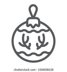 Christmas tree ball line icon, party and new year, glass toy sign, vector graphics, a linear pattern on a white background, eps 10.