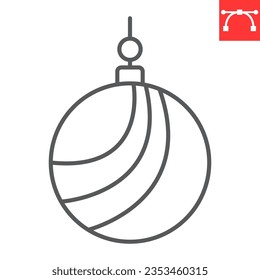 Christmas tree ball line icon, holiday and merry christmas, xmas decor vector icon, traditional christmas toy vector graphics, editable stroke outline sign, eps 10.