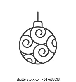 Christmas tree ball linear icon. Thin line illustration. Xmas tree bauble contour symbol. Vector isolated outline drawing