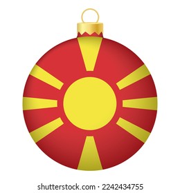 Christmas tree ball with Macedonia flag. Icon for Christmas holiday