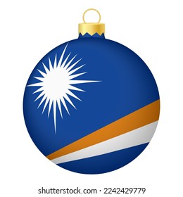 Christmas tree ball with Marshall Islands flag. Icon for Christmas holiday