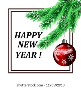 Christmas tree ball on a branch. New Year design element
