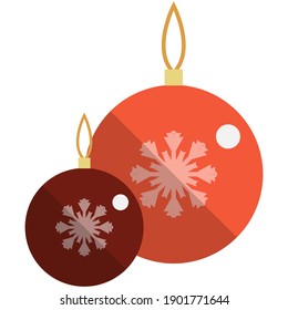 Christmas Tree Ball Ornament Icon, Flat Vector Illustration Isolated On White Background. Christmas And New Year Holidays Symbol, Decoration.