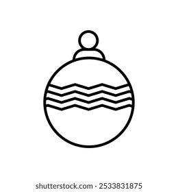 Icono de Vector de adorno de bola de árbol de Navidad. Ilustración de estilo de moda simple negra plana de Vector para Web y App.. eps