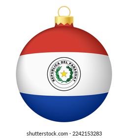 Christmas tree ball with Paraguay flag. Icon for Christmas holiday