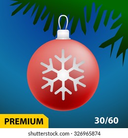 Christmas tree ball shaped toy icon - includes mesh fill