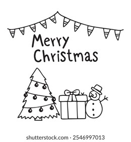 Christmas tree, ball, star golden blue and white gifts, pine branches, lights and number 2024. Christmas cards, posters, holiday covers 