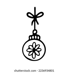 Christmas tree ball in the style of a doodle. vector illustration