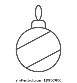 Christmas tree ball thin line icon, xmas and decoration, bauble sign, vector graphics, a linear pattern on a white background, eps 10.