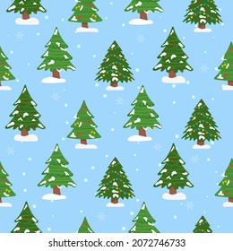 Christmas tree with tree ball and tree toy seamless pattern. Flat vector illustration
