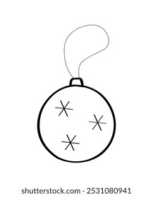 Christmas tree ball toy. Vector illustration of a doodle icon is a festive decoration. Isolate on a white background.