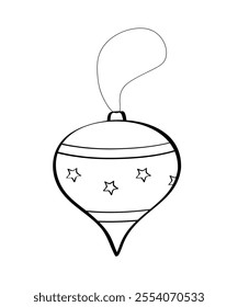 Christmas tree ball toy. Vector illustration of a doodle icon is a festive decoration. Isolate on a white background.