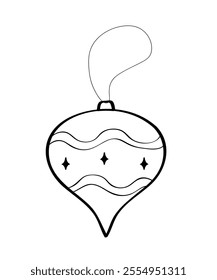 Christmas tree ball toy. Vector illustration of a doodle icon is a festive decoration. Isolate on a white background.