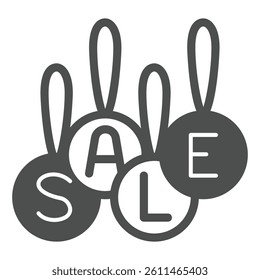 Christmas tree ball toys with letter solid icon, black friday concept. Vector graphics. Winter sale decoration, shopping sign on white background, glyph style icon for mobile or web design