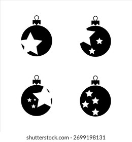 Conjunto de Ilustración vectorial de bola de árbol de Navidad con estrellas
