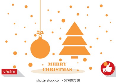 Christmas tree and the ball vector illustration.