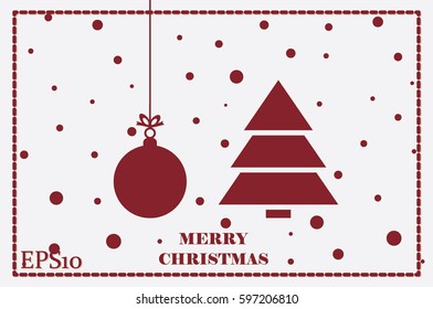 Christmas tree and the ball vector illustration.