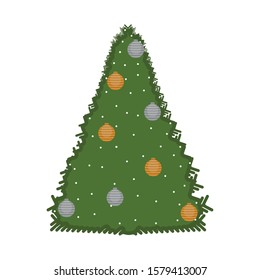 Christmas tree with balls. Christmas decoration - Vector illustration