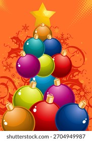 Christmas Tree of the balls, element for design, vector illustration