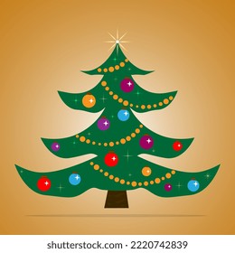 Weihnachtsbaum mit Bälle und Girlanden. Vektorgrafik eines Weihnachtsbaumes.