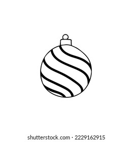 Christmas tree balls illustration. Christmas tree balls hand drawn icon. Christmas tree toy doodle illustration.