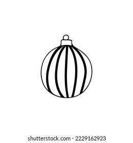 Christmas tree balls illustration. Christmas tree balls hand drawn icon. Christmas tree toy doodle illustration.