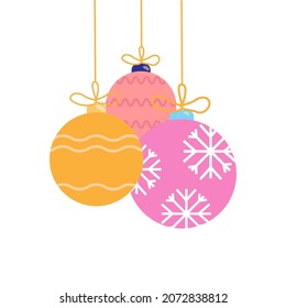 Weihnachtsbaumbälle einzeln auf Weiß, Vektorgrafik