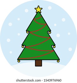 Christmas tree with balls and ribbons
