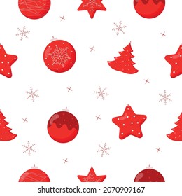 Christmas tree balls seamless pattern. Flat vector illustration