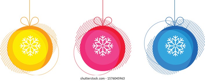 Christmas tree balls toys. Vector image.