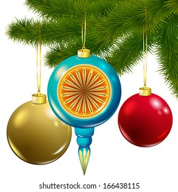 Christmas tree with balls - vector design