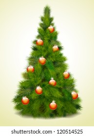 Christmas tree with balls, vector illustration