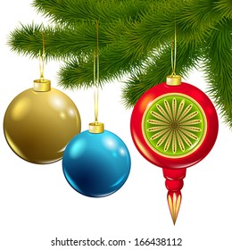 Christmas tree with balls - vector illustration