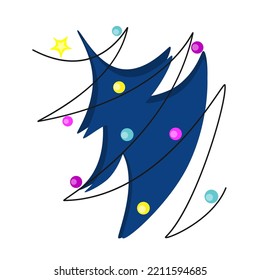 Christmas tree with balls vector illustration. Christmas new year card.