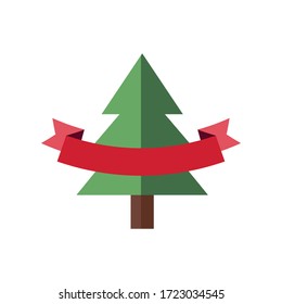 Christmas tree with banner logo vector