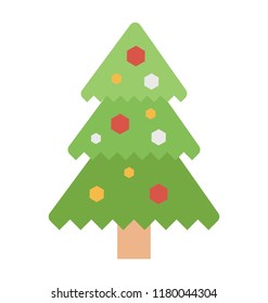 
A christmas tree with bauble balls decorations 
