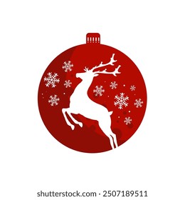 Christmas tree bauble with reindeer and snowflakes, Christmas theme- vector illustration