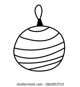 Christmas tree bauble vector icon isolated on a white background in hand drawn doodle style for greeting card,invitation,patterns,illustrations