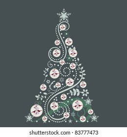 Christmas tree - baubles with birds