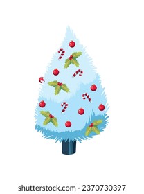 christmas tree and baubles illustration isolated