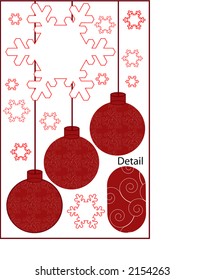 christmas tree baubles illustration with spiral pattern on balls