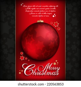 Christmas tree and baubles on red background