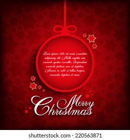Christmas tree and baubles on red background